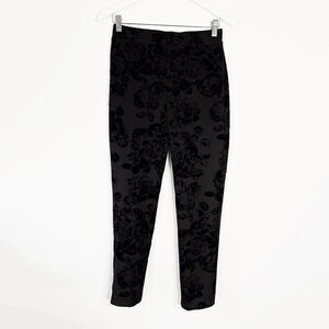NEW Joseph Ribkoff Amelia Slim Fit Black Floral Flocked Skinny Pants